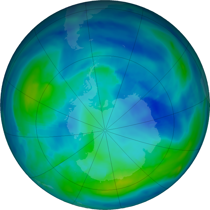 Antarctic ozone map for 23 April 2021